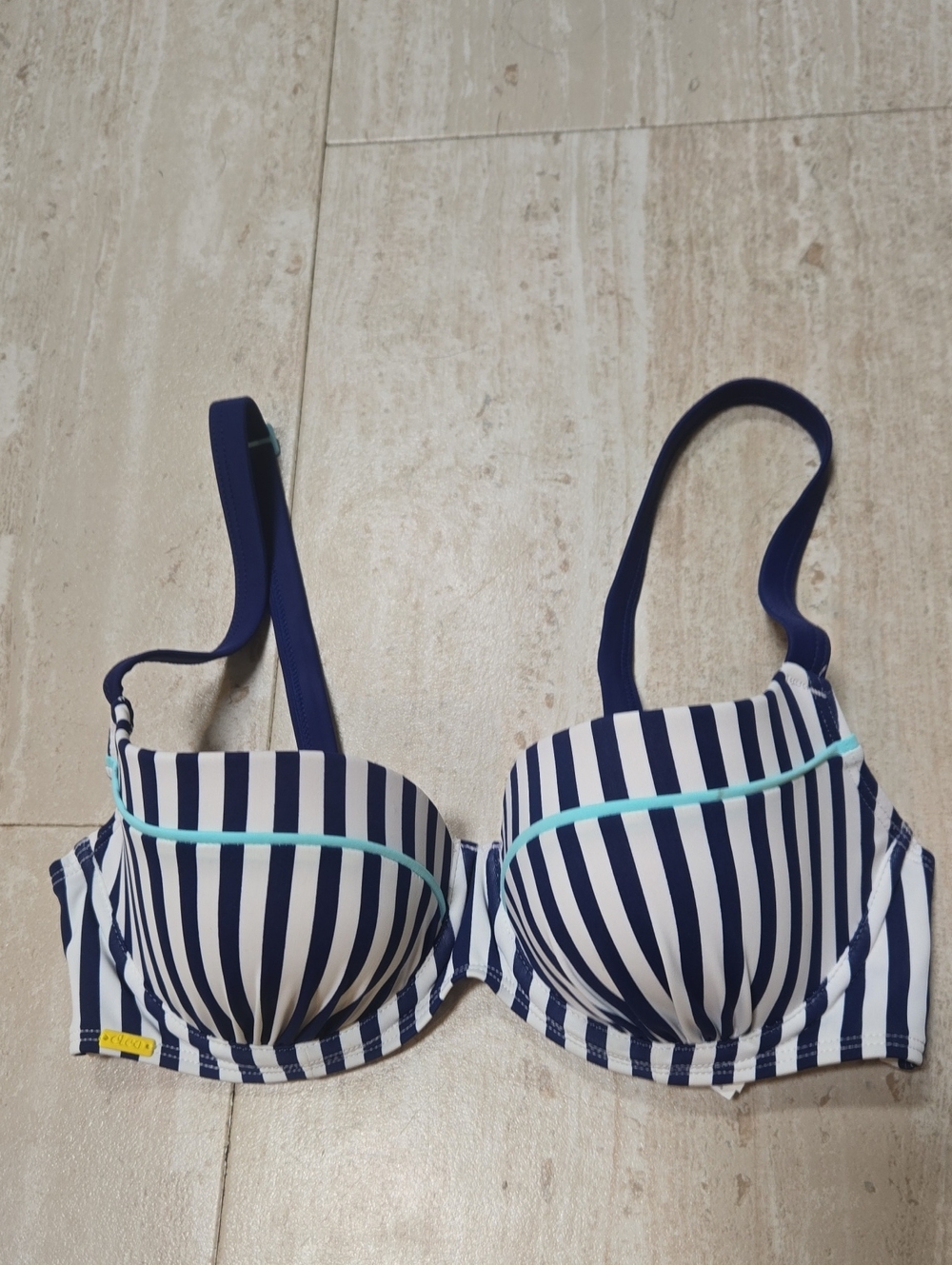 Cleo Swim by Panache Blue/White Striped Push-Up Bikini Top